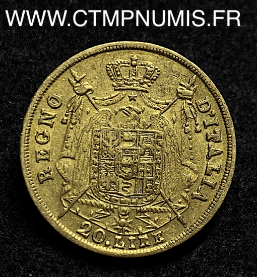 ,20,LIRE,OR,NAPOLEON,I°,EMPEREUR,1808,MILAN,