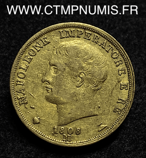 ,20,LIRE,OR,NAPOLEON,I°,EMPEREUR,1808,MILAN,