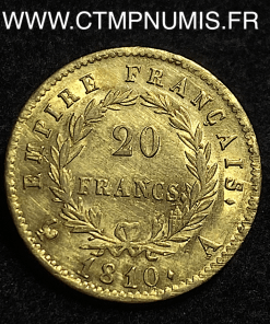 ,20,FRANCS,OR,NAPOLEON,I°,EMPIRE,1810,A,PARIS, 