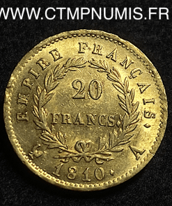 ,20,FRANCS,OR,NAPOLEON,I°,EMPIRE,1810,A,PARIS,