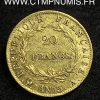 ,MONNAIES,EMPIRE,20,FRANCS,OR,NAPOLEON,I°,EMPEREUR,TETE,NUE,AN,13,A,PARIS,