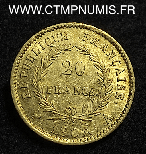 ,20,FRANCS,OR,NAPOLEON,1807,A,PARIS,TETE,NUE,