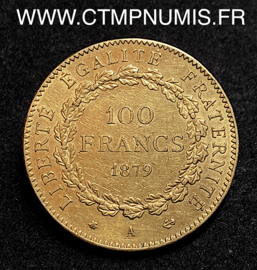 ,100,FRANCS,OR,GENIE,1879,A,PARIS,MONNAIE,