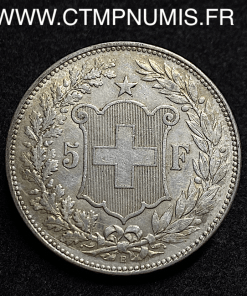 ,MONNAIE,SUISSE,5,FRANCS,ARGENT,HELVETIA,1907,B,BERNE,TTB,