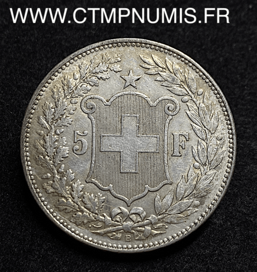 ,MONNAIE,SUISSE,5,FRANCS,ARGENT,HELVETIA,1907,B,BERNE,TTB,