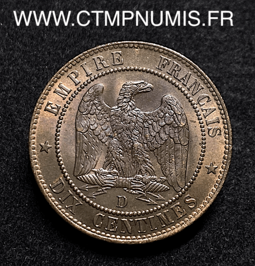 ,10,CENTIMES,NAPOLEON,III,TETE,NUE,1853,LYON,