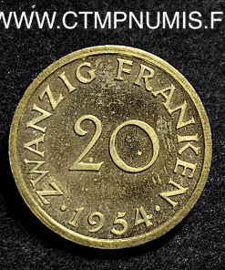 ,ALLEMAGNE,SARRE,ESSAI,20,FRANKEN,1954,SPL,