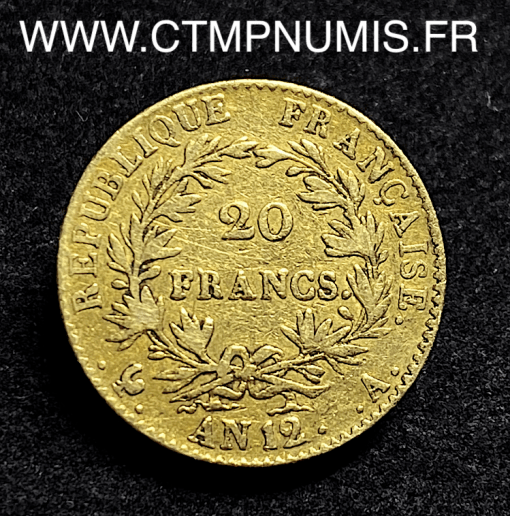 ,20,FRANCS,OR,BONAPARTE,CONSUL,AN,12,PARIS,