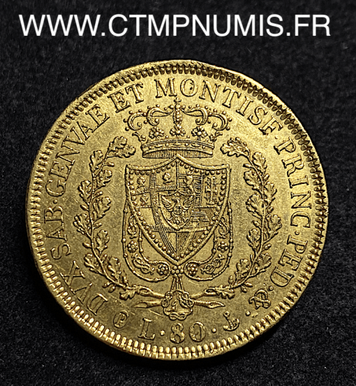 ,ITALIE,80,LIRE,OR,CHARLES,FELIX,1830,GENES,