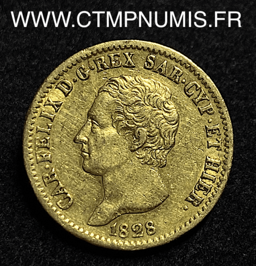 ,ITALIE,20,LIRE,OR,CHARLES,FELIX,1828,TURIN,