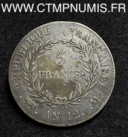 ,5,FRANCS,ARGENT,NAPOLEON,,AN,12,TOULOUSE,