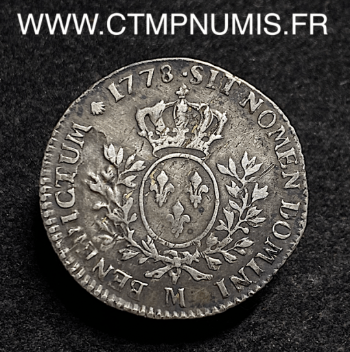 ,LOUIS,XVI,1/5,ECU,ARGENT,1778,M,TOULOUSE,