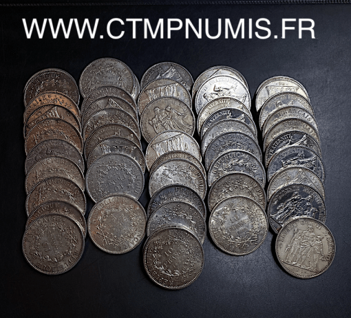 10 FRANCS ARGENT HERCULE DATES VARIEES LOT DE 50 EXEMPLAIRES