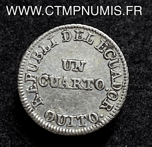 ,EQUATEUR,1/4,DE,REAL,ARGENT,1849,QUITO,