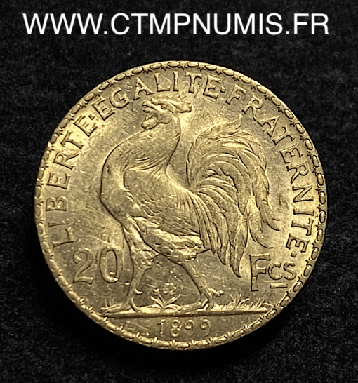 ,20,FRANCS,OR,COQ,1899,