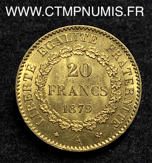 ,20,FRANCS,OR,GENIE,III°,REPUBLIQUE,1879,PARIS,