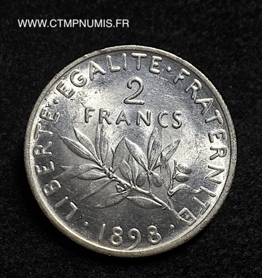 ,2,FRANCS,ARGENT,SEMEUSE,1898,