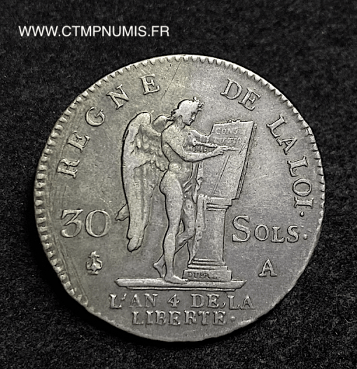 ,MONNAIE,REVOLUTION,LOUIS,XVI,30,SOLS,ARGENT,1792,A,PARIS,