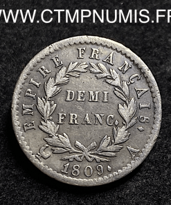 ,DEMI,FRANC,ARGENT,NAPOLEON,I°,1809,A,PARIS,