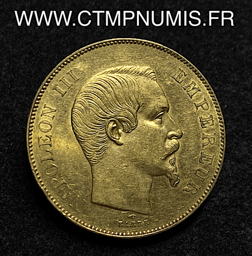 ,50,FRANCS,OR,NAPOLEON,III,TETE,NUE,1855,PARIS,