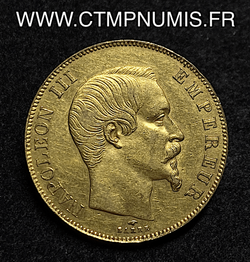 ,50,FRANCS,OR,NAPOLEON,III,TETE,NUE,1858,PARIS,