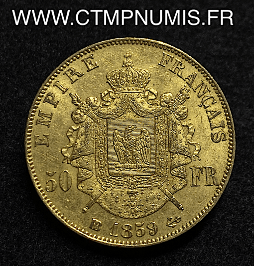 ,50,FRANCS,OR,NAPOLEON,III,1859,STRASBOURG,