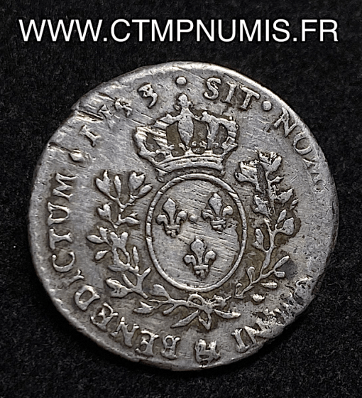 ,LOUIS,XV,1/10,ECU,ARGENT,AU,BANDEAU,1753,AIX,