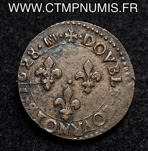 ,LOUIS,XIII,DOUBLE,TOURNOIS,1628,K,BORDEAUX,