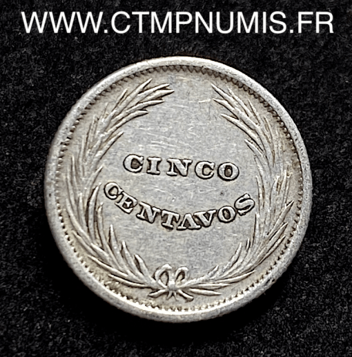 ,EL,SALVADOR,5,CENTIMOS,ARGENT,1892,