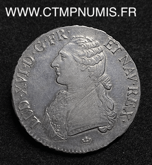 ,LOUIS,XVI,ECU,ARGENT,AUX,1790,M,TOULOUSE,