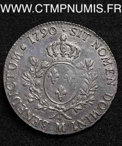 ,LOUIS,XVI,ECU,ARGENT,AUX,1790,M,TOULOUSE,