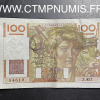 ,BILLET,100,FRANCS,JEUNE,PAYSAN,DU,7/2/1952,