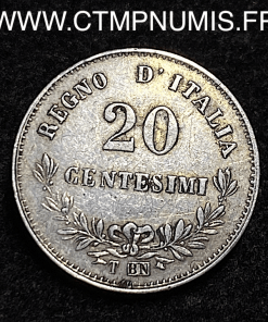 ,ITALIE,20,CENTESIMI,ARGENT,1863,T,TURIN,TTB,