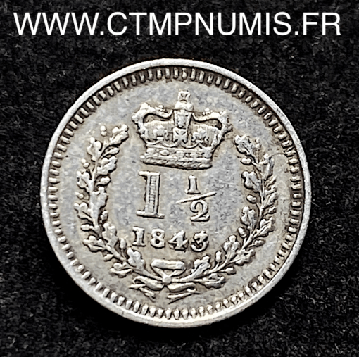 ,GRANDE,BRETAGNE,1,1/2,PENNY,ARGENT,1843,