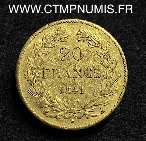 ,20,FRANCS,OR,LOUIS,PHILIPPE,1841,A,PARIS,TTB,