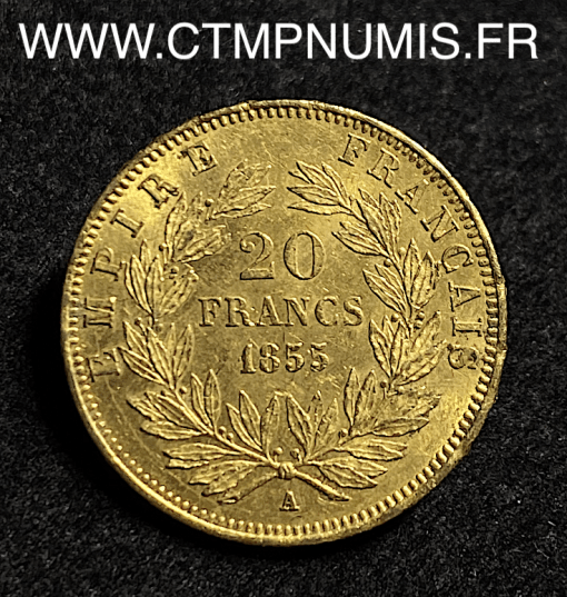 ,20,FRANCS,OR,NAPOLEON,III,1855,A,PARIS,SUP,