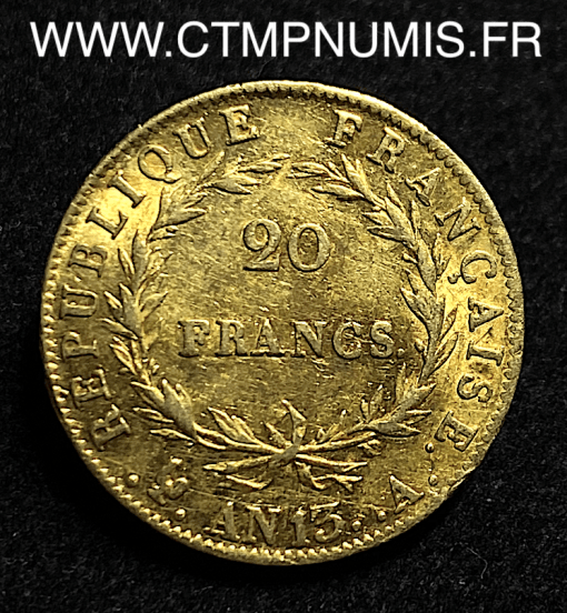 ,20,FRANCS,OR,NAPOLEON,TETE,NUE,AN,13,PARIS,