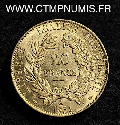 ,20,FRANCS,OR,CERES,II°,REPUBLIQUE,1851,PARIS,