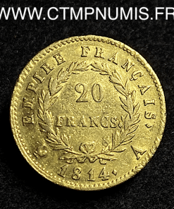 ,20,FRANCS,OR,NAPOLEON,I°,EMPIRE,1814,A,PARIS,