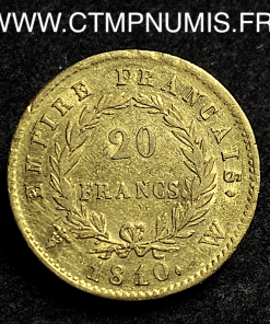 ,20,FRANCS,OR,NAPOLEON,I°,EMPIRE,1810,W,LILLE,