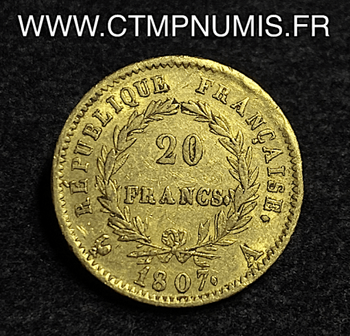 ,20,FRANCS,OR,NAPOLEON,1807,PARIS,