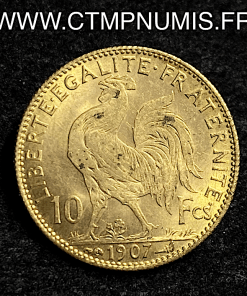 ,MONNAIE,10,FRANCS,OR,COQ,1907,SUP,