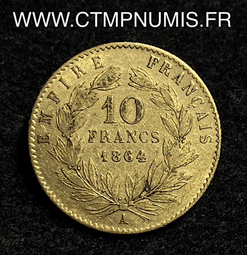 ,10,FRANCS,OR,NAPOLEON,III,1864,PARIS,