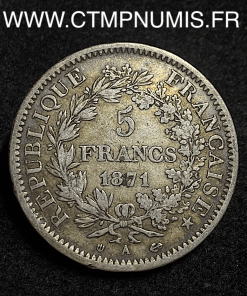 ,5,FRANCS,ARGENT,HERCULE,1871,CAMELINAT,