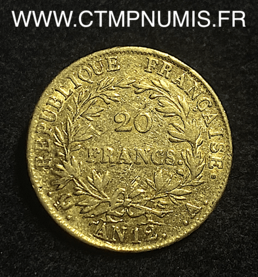 ,20,FRANCS,OR,NAPOLEON,EMPEREUR,AN,12,PARIS,