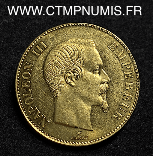 ,MONNAIE,100,FRANCS,OR,NAPOLEON,III,TETE,NUE,1858,A,PARIS,SUP,