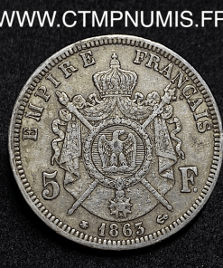 ,5,FRANCS,ARGENT,NAPOLEON,III,1863,A,PARIS,