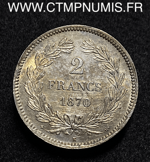 ,2,FRANCS,ARGENT,CERES,1870,BORDEAUX,ANCRE,