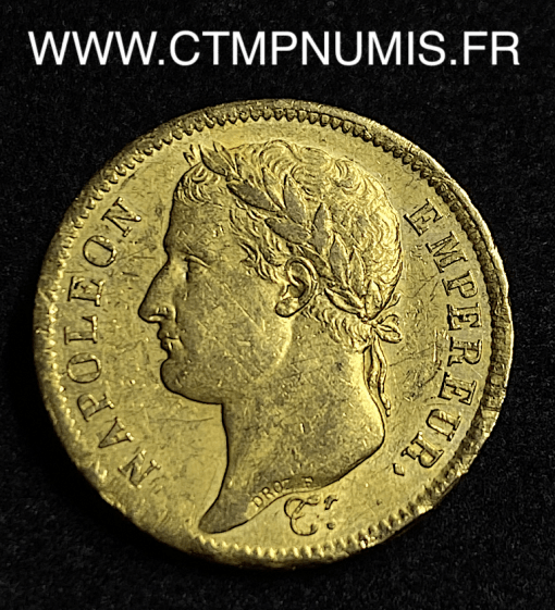 ,MONNAIE,TETE,LAUREE,40,FRANCS,OR,NAPOLEON,REPUBLIQUE,1808,H,LA,ROCHELLE,