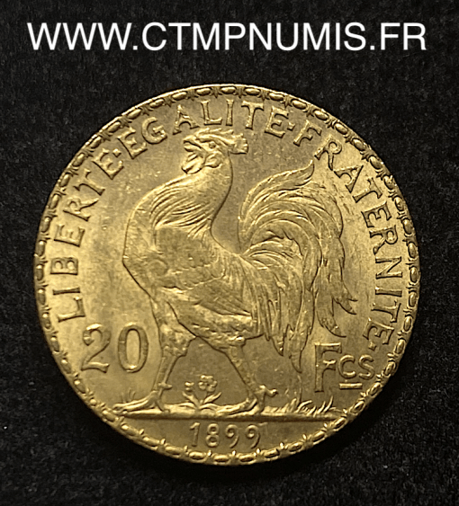 ,20,FRANCS,OR,COQ,1899,